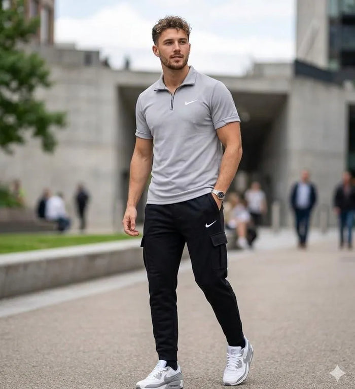 👕 Men Grey Dri-Fit Track Suit 2Pcs (Medium to XL)