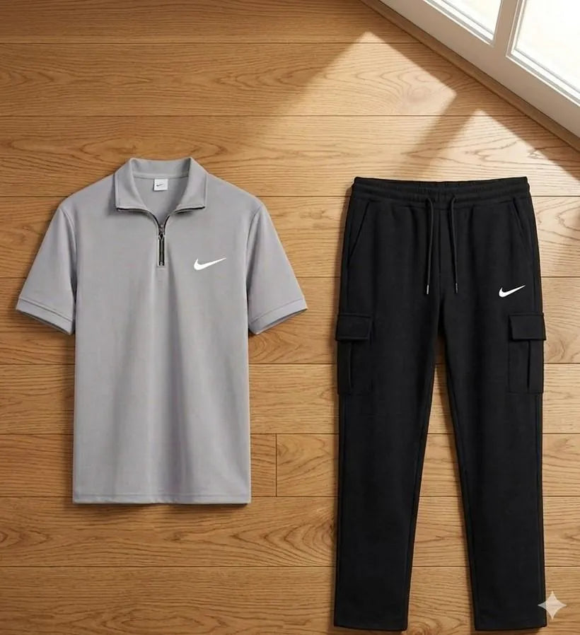 👕 Men Grey Dri-Fit Track Suit 2Pcs (Medium to XL)