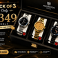 Moonston Pack of 3 Premium Watches – Luxury Gift Box | Stylish Men's Watch Set |