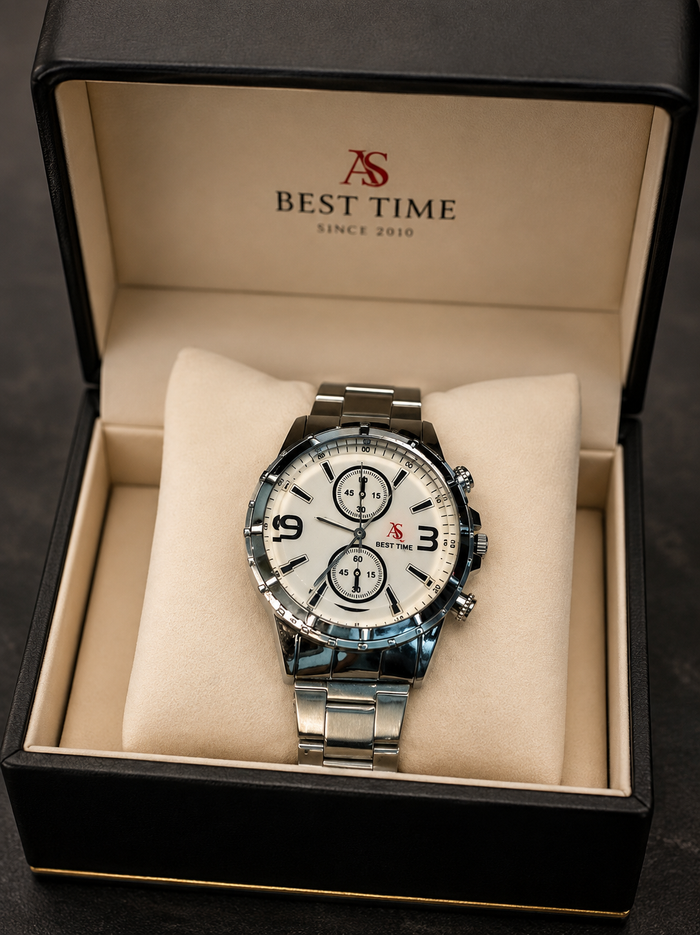 Premium Men's Watch – Luxury Stainless Steel Quartz Watch with Gift Box