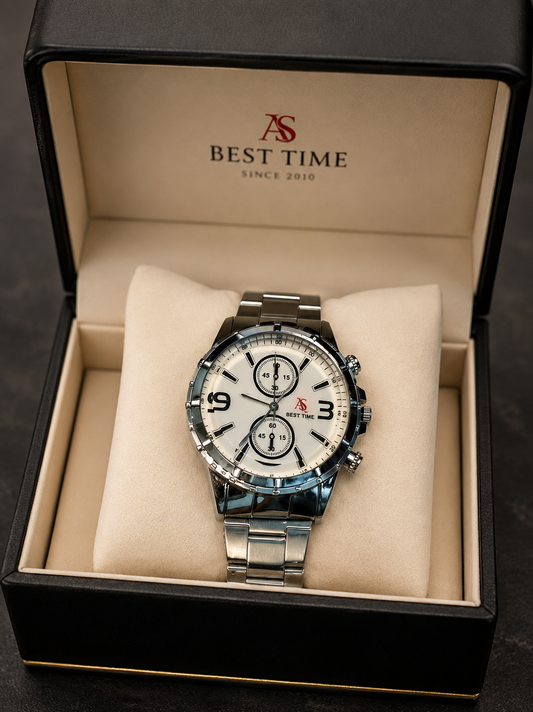 Premium Men's Watch – Luxury Stainless Steel Quartz Watch with Gift Box