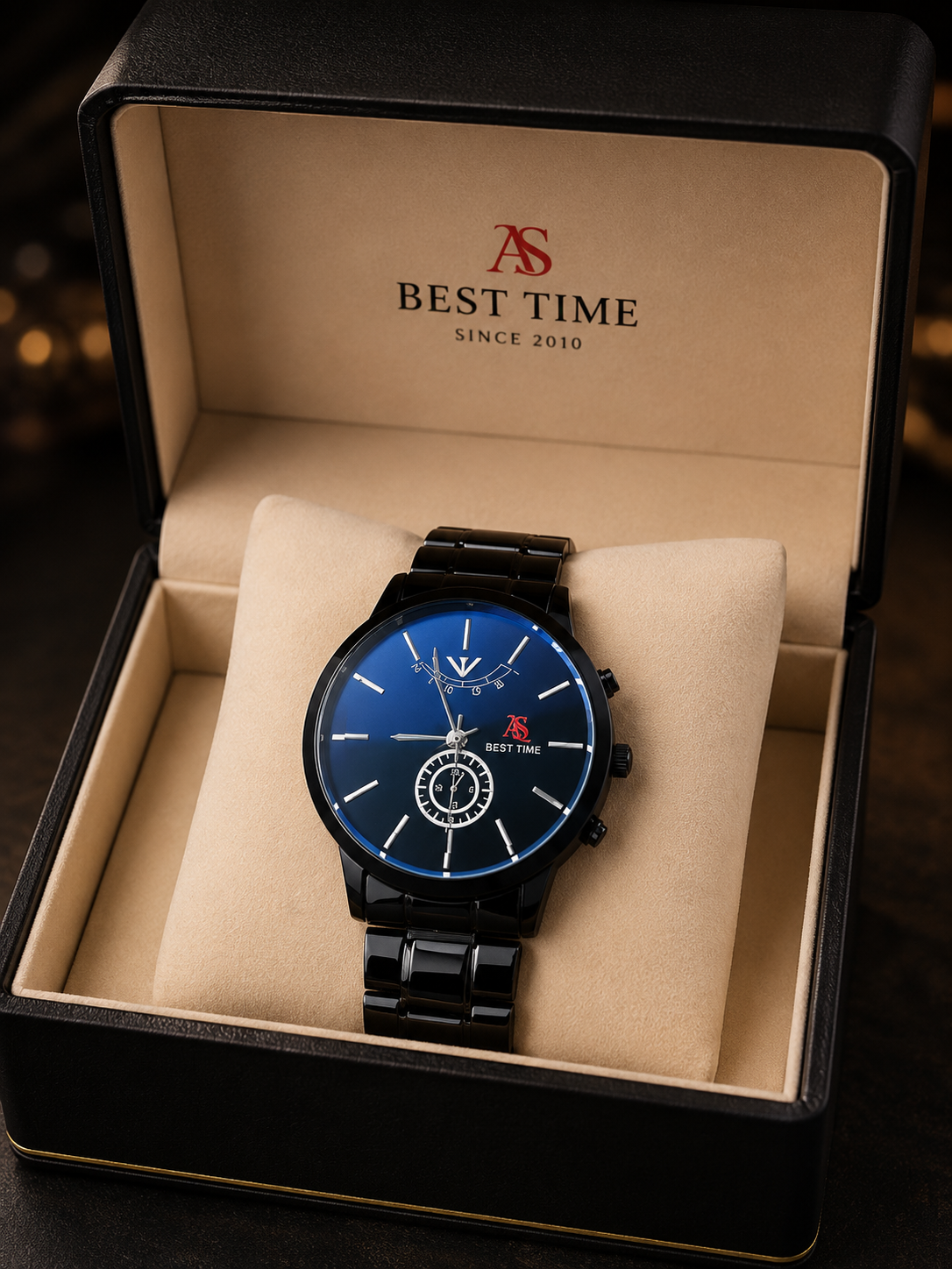 Black Men's Watch – Luxury Stainless Steel Wrist Watch